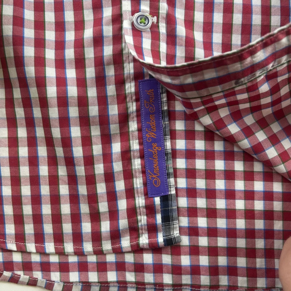 Robert Graham Men's M Tailored Fit Gingham Check Button Down Shirt Red White - Picture 5 of 12
